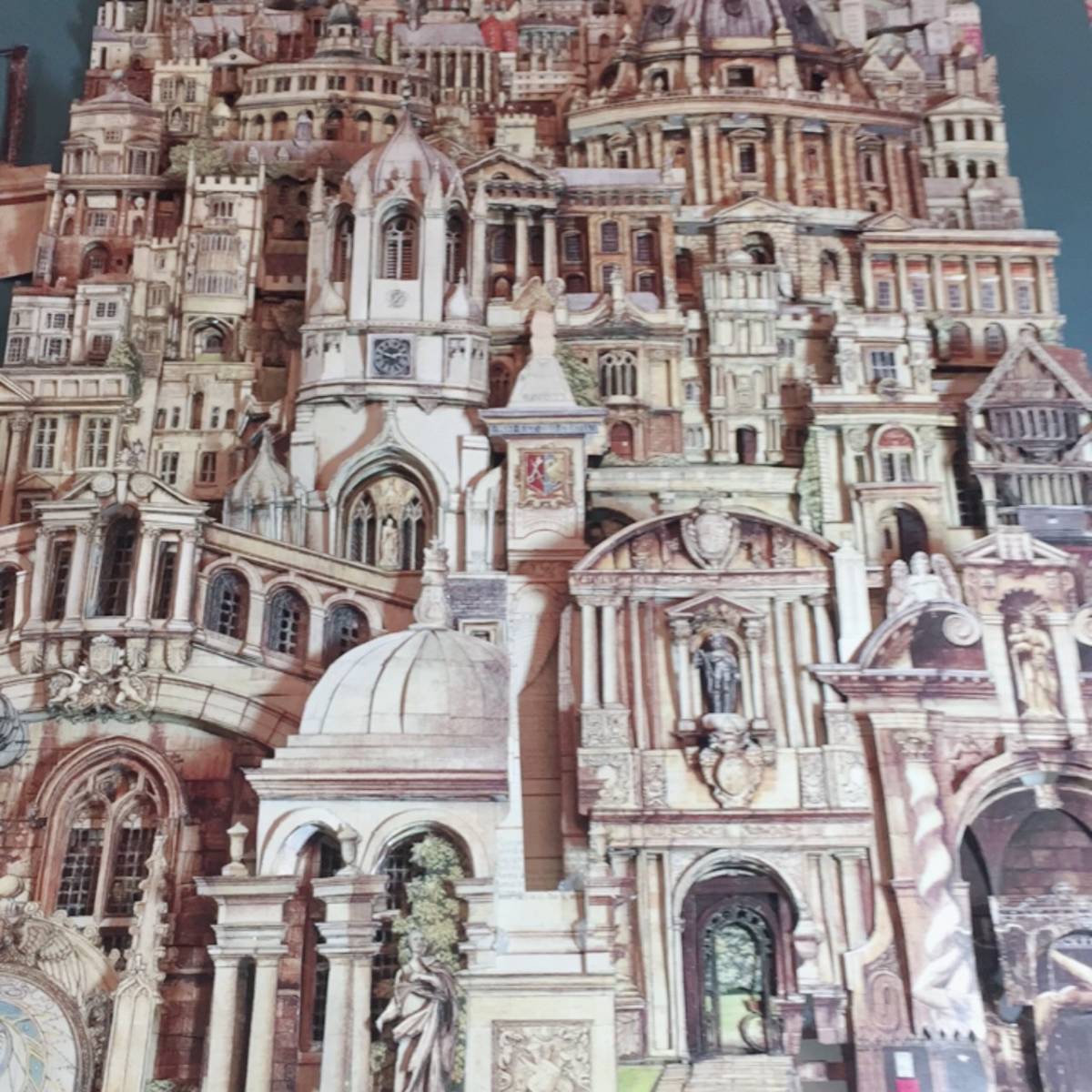 『希少!!１点のみ！！シャドーボックス　3D立体画　作品　イギリス　英国　オックスフォードOxford街並み作品ヨーロッパ建築アンティーク』