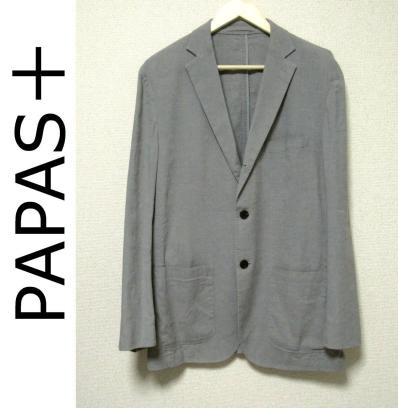美品 Papas+ PLUS Vintage Wash コットンジャケット L 美品 パパスプラス PAPAS＋ 春夏物リネンコットン テーラード