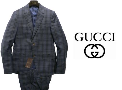  通年物410 000円 GUCCI グッチスーツの最高峰 シグノリア 美しい艶SUPER140Sチェック紺スーツ 48＝M(その他)｜売買されたオークション情報、yahooの商品情報をアーカイブ公開 - オークファン 男性用