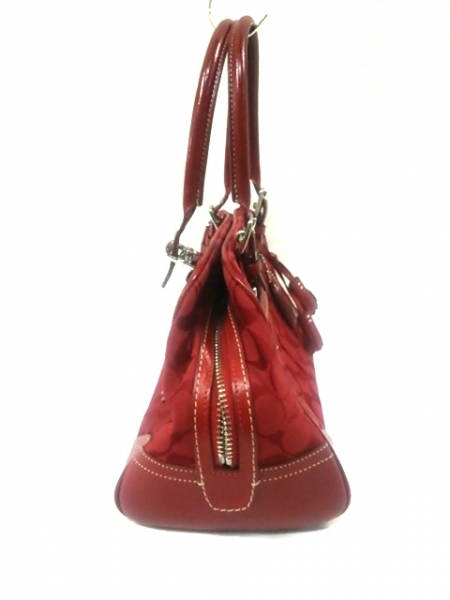 コーチ COACH バッグ ハンドバッグ ジャガード×レザー レッド 8K05 