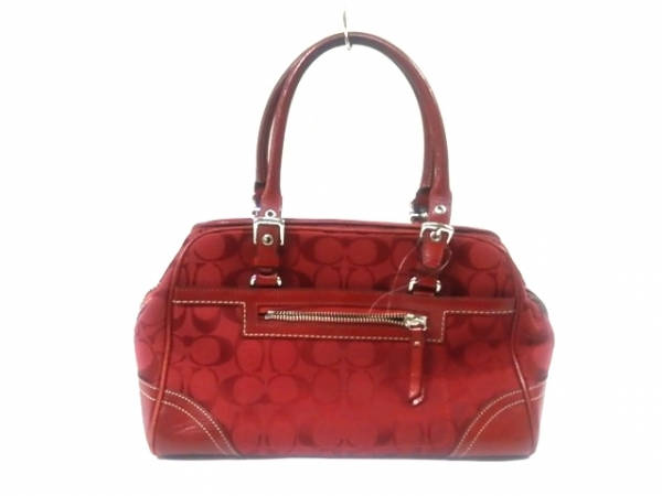 コーチ COACH バッグ ハンドバッグ ジャガード×レザー レッド 8K05 