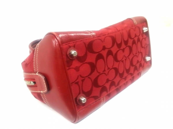 コーチ COACH バッグ ハンドバッグ ジャガード×レザー レッド 8K05 