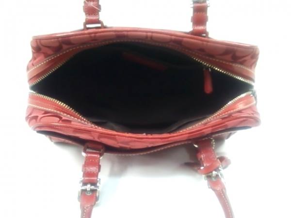 コーチ COACH バッグ ハンドバッグ ジャガード×レザー レッド 8K05 
