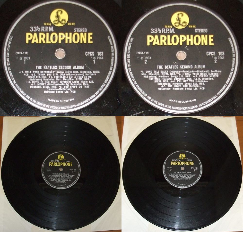 BEATLES Second Album，CPCS103， Yellow&frasl;Black UK export， mis-spell