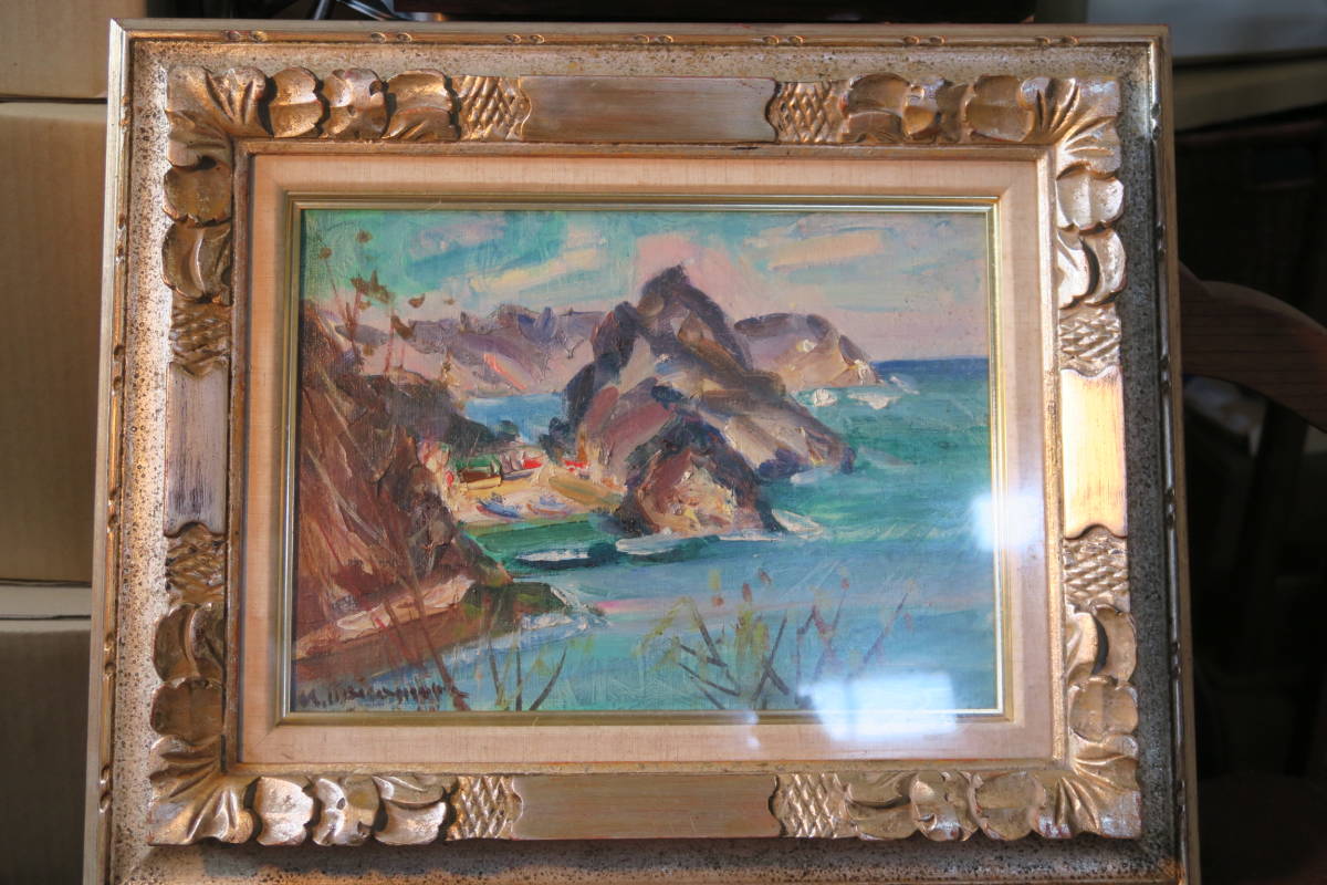 真作 油彩☆中村勝美☆『伊豆』☆風景画☆額装☆サインあり