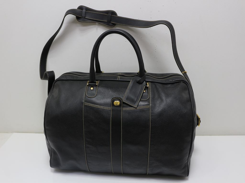 ダンヒル ボストンバッグ ショルダー 2WAY 黒 レザー 50cm スペイン製 正規良品【ダンヒル】2WAY ショルダーバッグ ボストンバッグ 旅行鞄 鍵