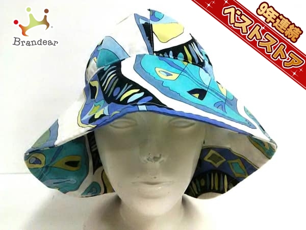 エミリオプッチ EMILIO PUCCI 帽子 2 コットン ブルー×マルチ EMILIO