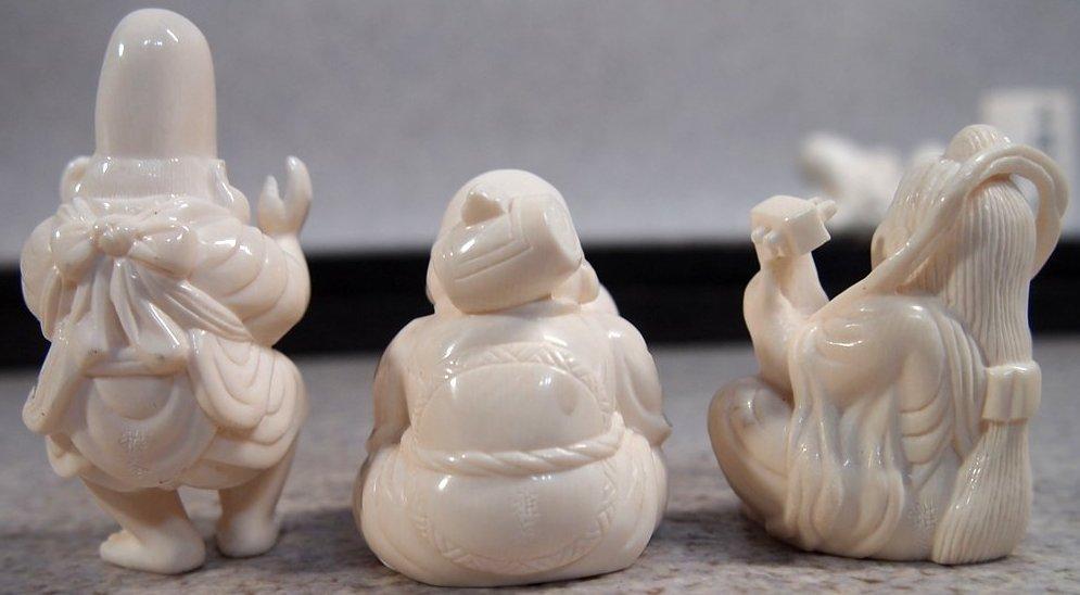 ○本象牙 【珍しい酔った姿の七福神像】≪後藤雅峯造 七福酔遊