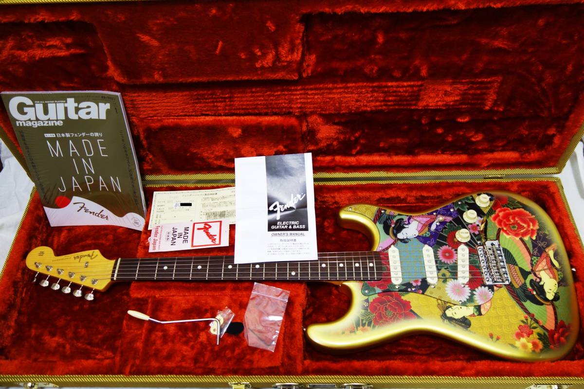 【美品】Fender ストラトキャスター【激レア】 ☆激レア！Fender Japan ストラト 「ST62-SPL JGD」 豪華絢爛 和柄