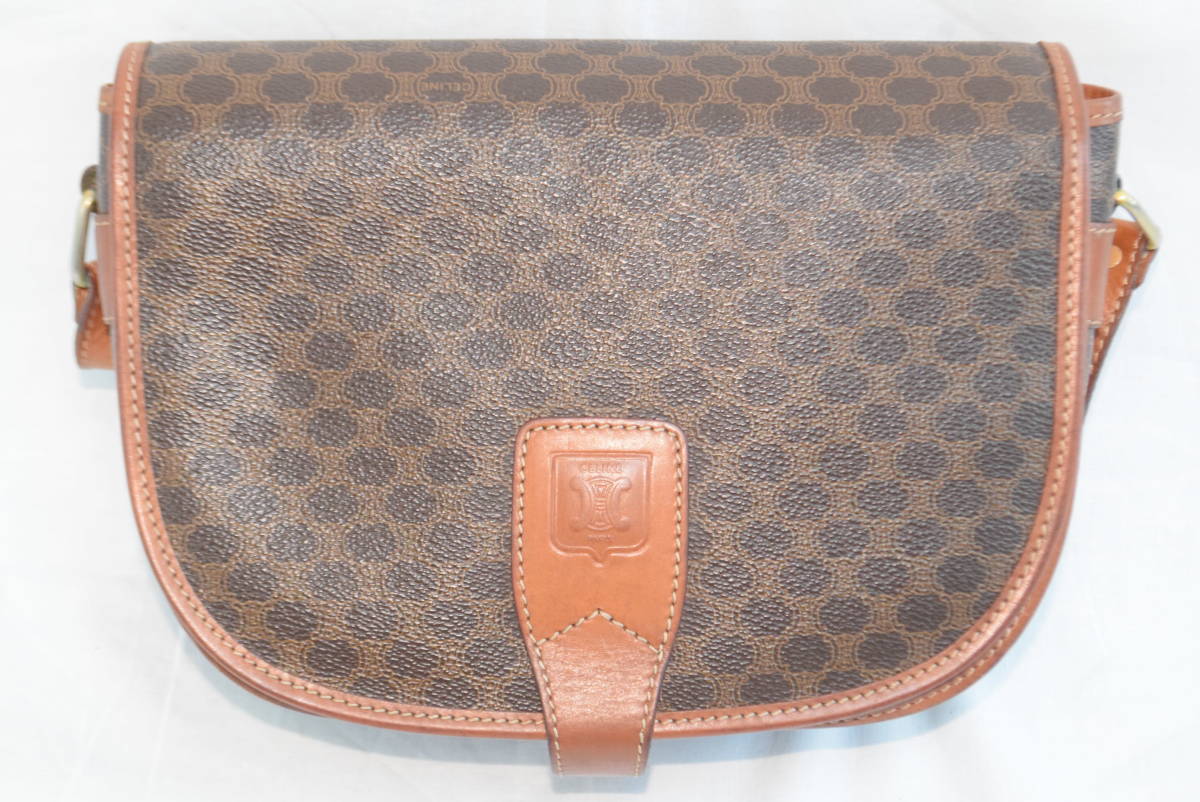 ☆極上品☆CELINE セリーヌ マカダム柄 ブラウン 斜め掛け ショルダー 