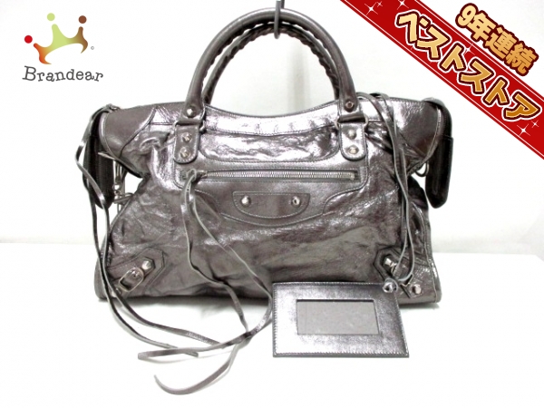 バレンシアガ BALENCIAGA バッグ ハンドバッグ レザー ダークシルバー 115748 エディターズバッグザシティ