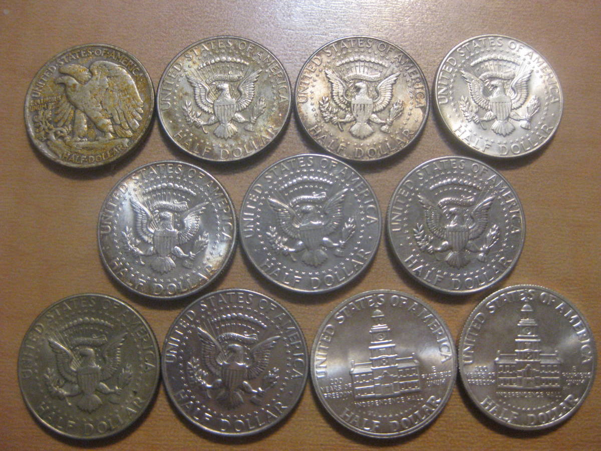 1円～】アメリカ50セント銀貨10枚+おまけ1枚のセット ケネディハーフ 