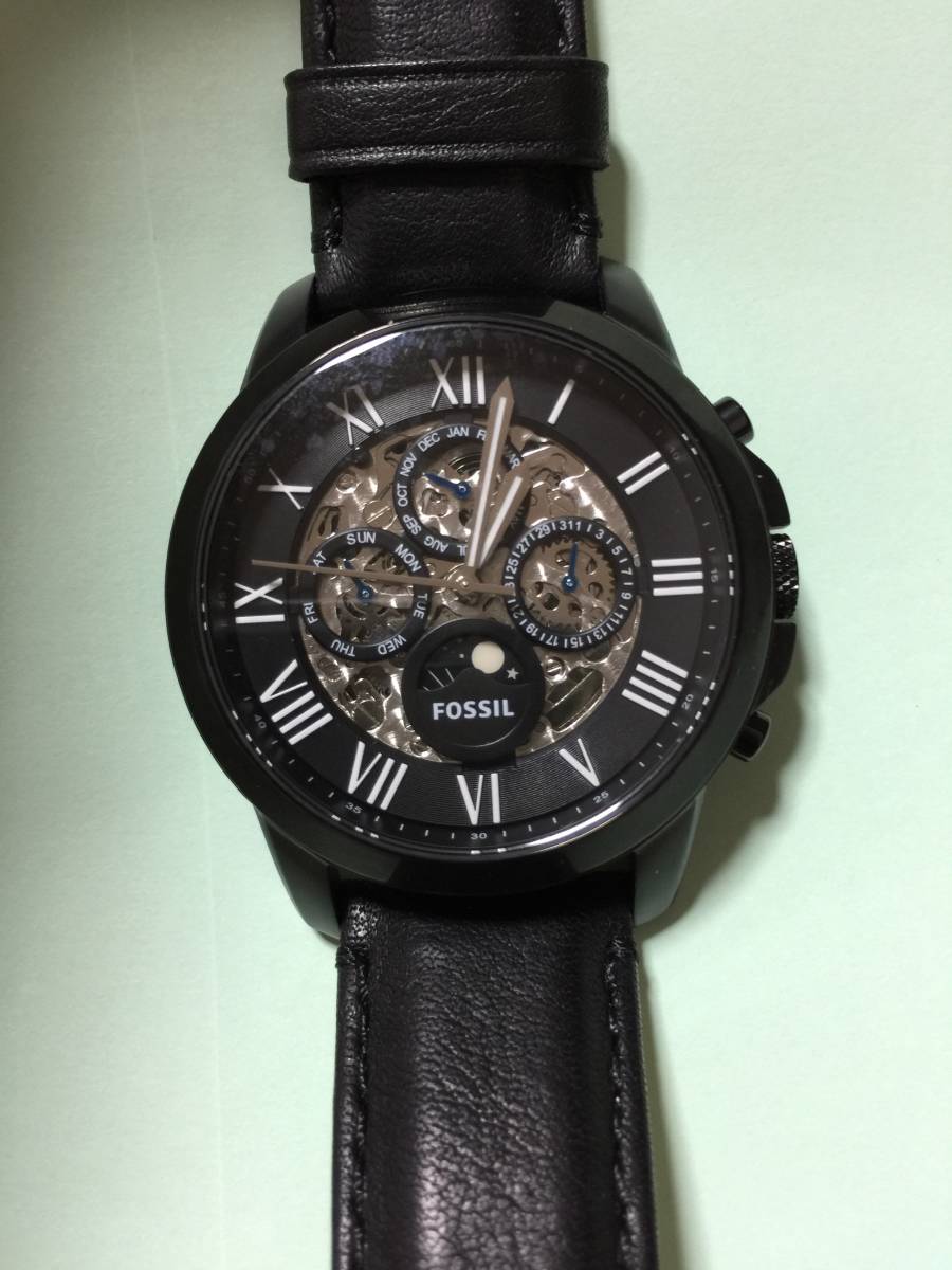 FOSSIL ME3028 グラント 自動巻き 腕時計 裏スケ ブラック Automatic