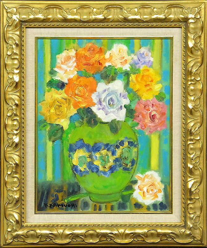 【100%新品，HOT】 GLC 垣内カツアキ 薔薇 油彩6号 ルサロン永久会員 一陽会会員 画家 額裏にもサイン(静物画)｜売買されたオークション情報、yahooの商品情報をアーカイブ公開 - オークファン 静物画
