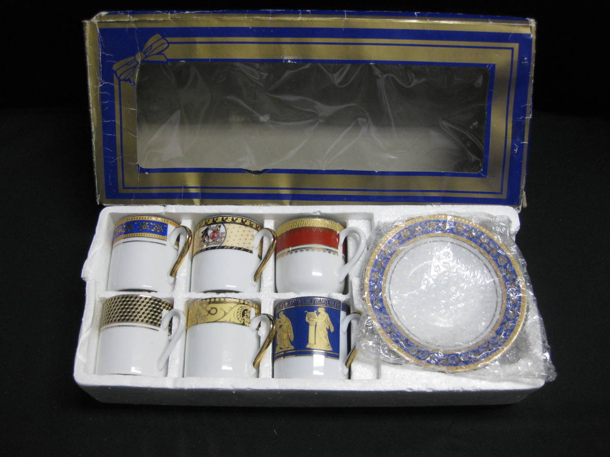 デミタス カップ＆ソーサー 6客 総柄違/金彩/未使用/コーヒーカップ/箱 イタミ有_1