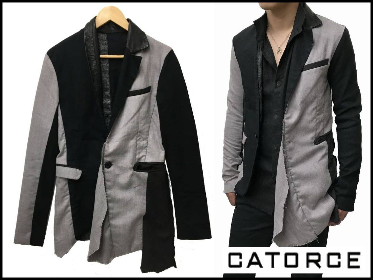 未使用品 CATORCE 14th Addiction カトルセ 17SS レザー切替 変形 