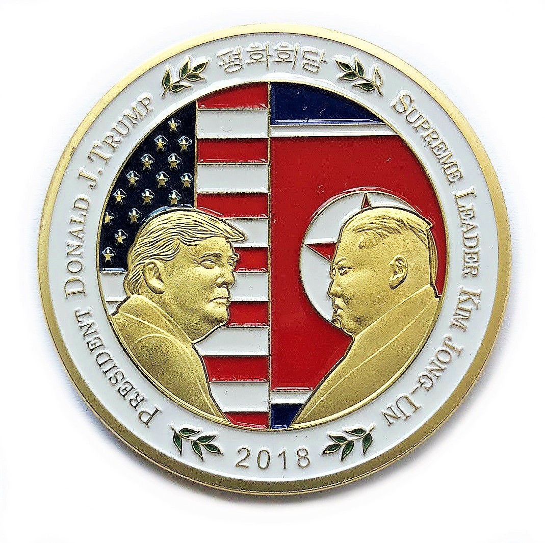 希少! トランプ大統領 金正恩 委員長 米朝会談 記念コイン アメリカ 北朝鮮 金 金貨