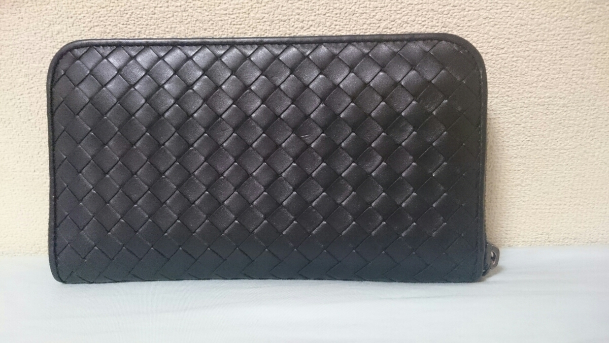 定価89000円 ボッテガヴェネタ 長財布 ラウンドファスナー BOTTEGA VENETA 美品 正規品 黒 ブラック メンズ レディース