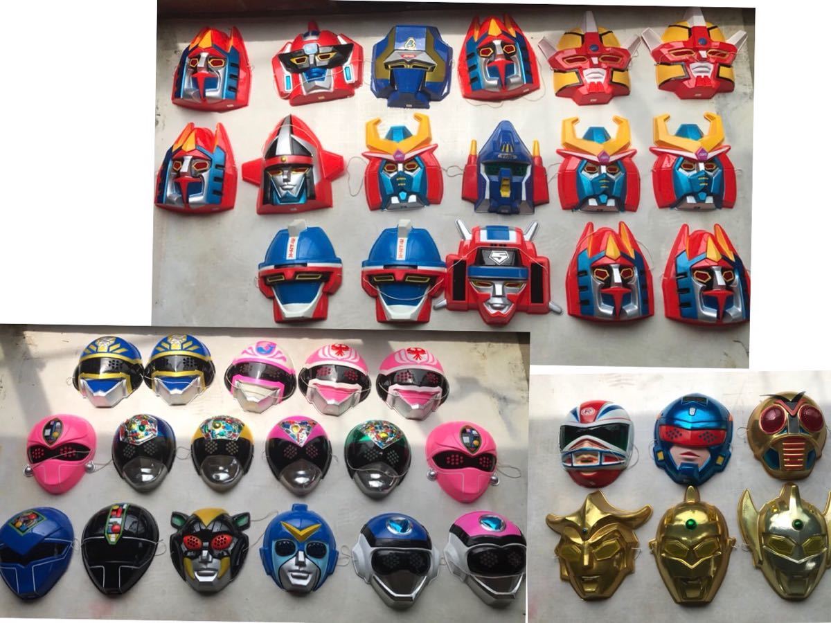 激レア 昭和40年 50年代頃のお面セット 戦隊 仮面ライダー