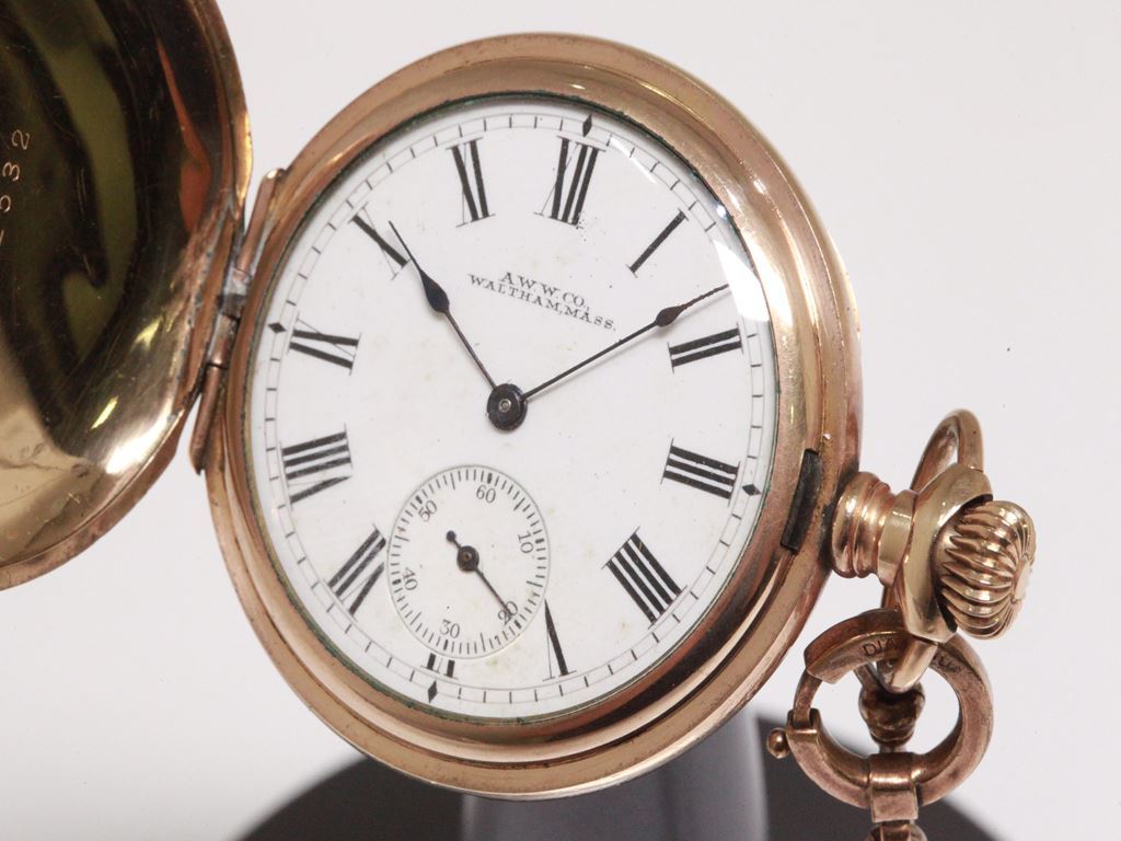 可動品 ウォルサム A.W.W.Co. WALTHAM MASS 手巻き 懐中時計 チェーン
