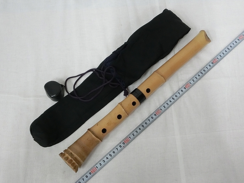 琴古流 尺八 在銘 水牛角 松下深水 一尺六寸 中継ぎ 竹治