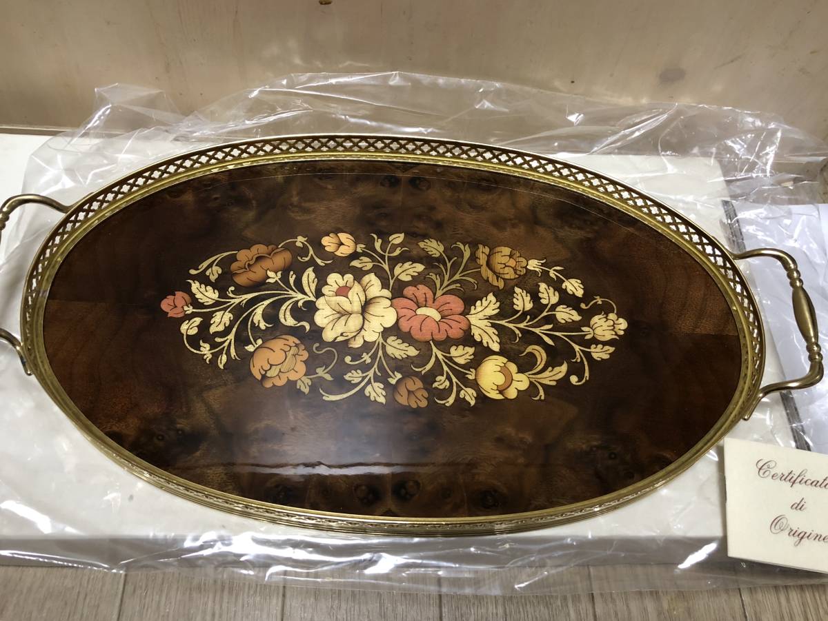 保管品 PATURZO GIOVANNI イタリア製 象嵌トレー(925F) ※箱入