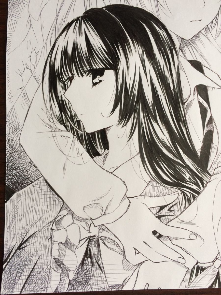 手描きイラスト A4 東方 東方プロジェクト てるもこ 蓬莱山輝夜 藤原妹