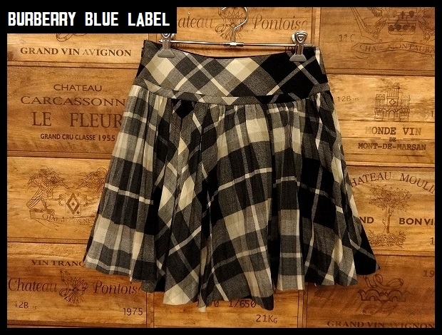 美品 BURBERRY BLUE LABEL バーバリー ブルー レーベル チェック プリーツ スカート 36