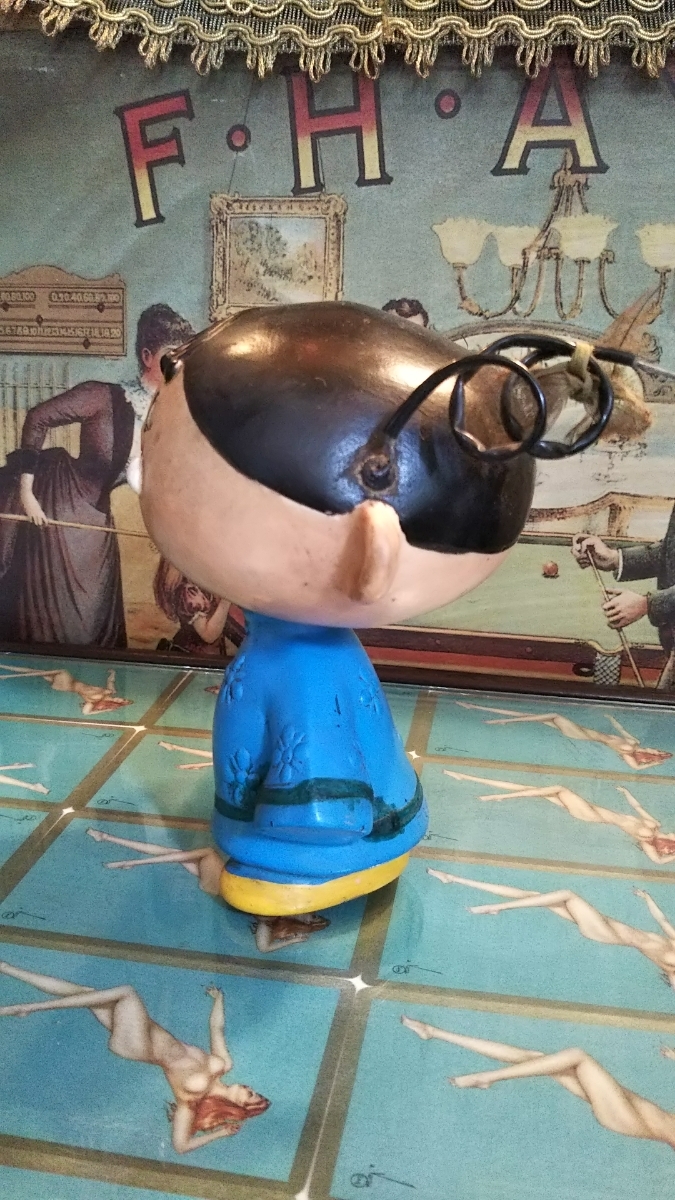 レトロ アンティーク 銀座アスター マスコット 人形 アスターちゃん 青 ソフビ 蔵出し