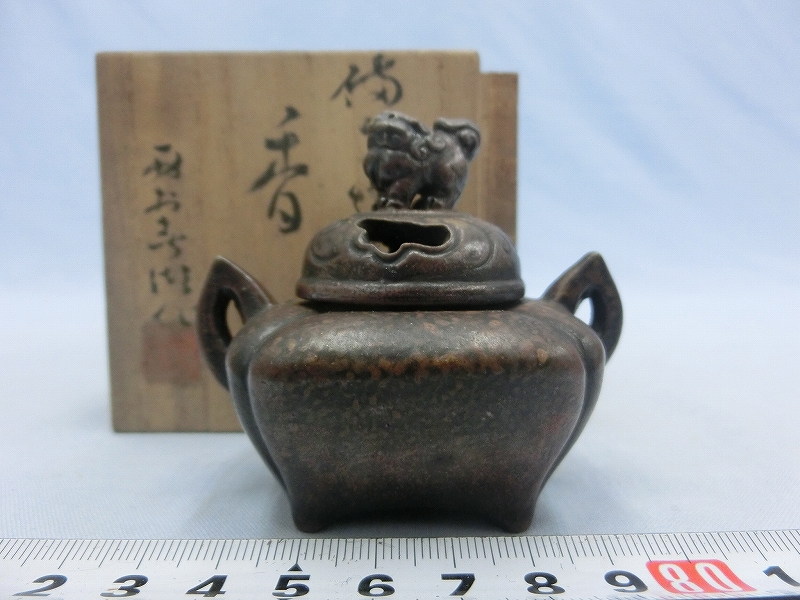 うぶ品 時代物 名工 西村春湖 備前焼 獅子摘耳付香炉 古美術品 Yahoo