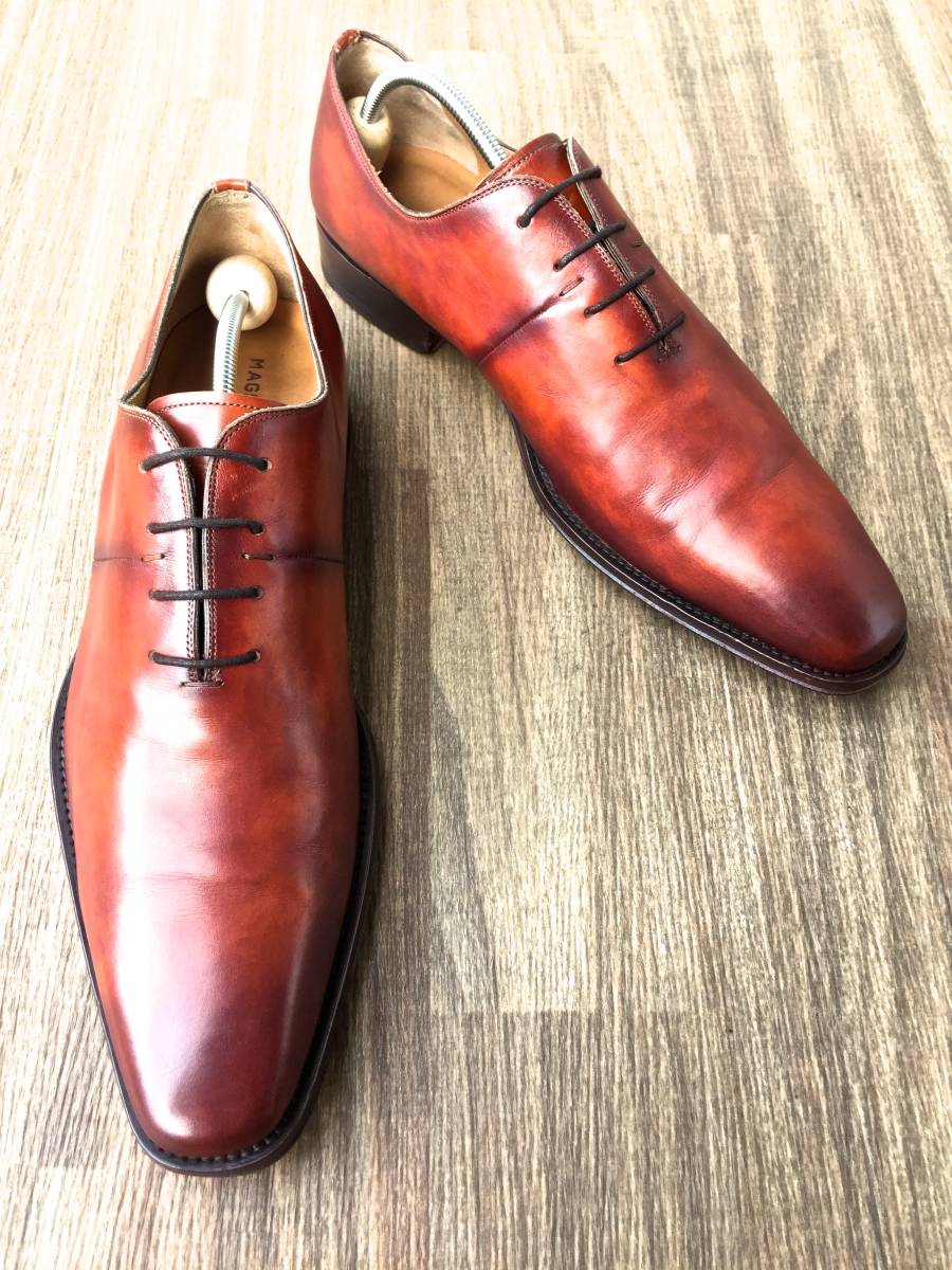 ◆◇激安美品!! 高級 マグナーニ MAGNANNI 洒脱 ホールカット 美ステッチ 12（30.0相当）ブラウン レッドブラウン 茶◇◆