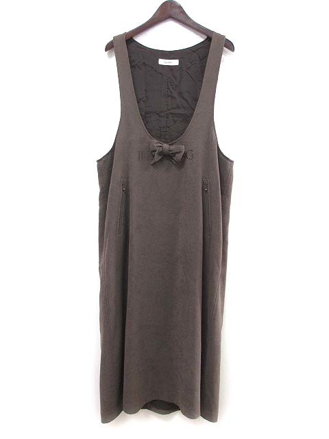 最安値，正規品 インゲボルグ INGEBORG ピンクハウス ワンピース 茶 ダークブラウン ロング ノースリーブ リボン ロゴ刺しゅう バックスリット &Omega;(インゲボルグ)｜売買されたオークション情報、yahooの商品 インゲボルグ