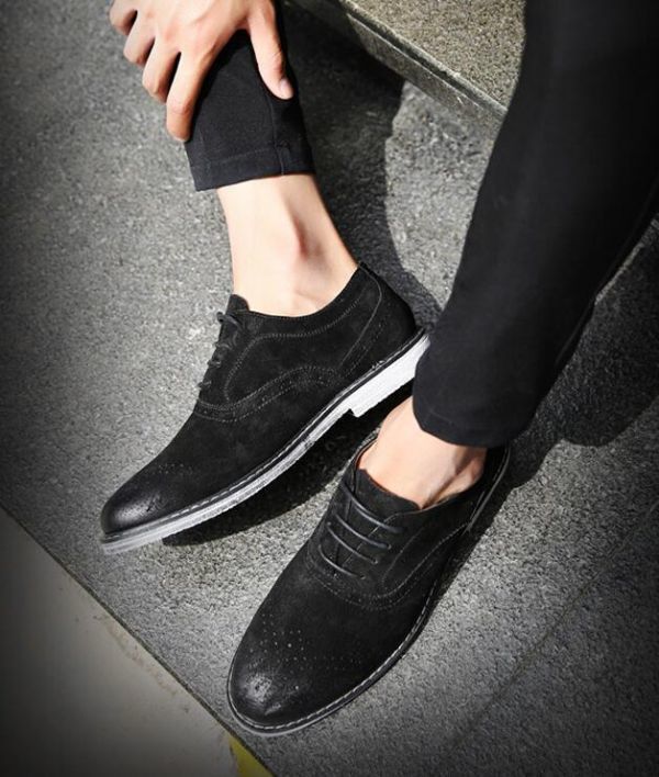 | 奈良の靴 サドル・オックスフォード 0 \u2013 ROCKBROSJP 【26.5cm】JL6663 新品・豚革スエード　コンフォート　サドル　レースアップ　通気性良い デッキシューズ　ビジネスシューズ