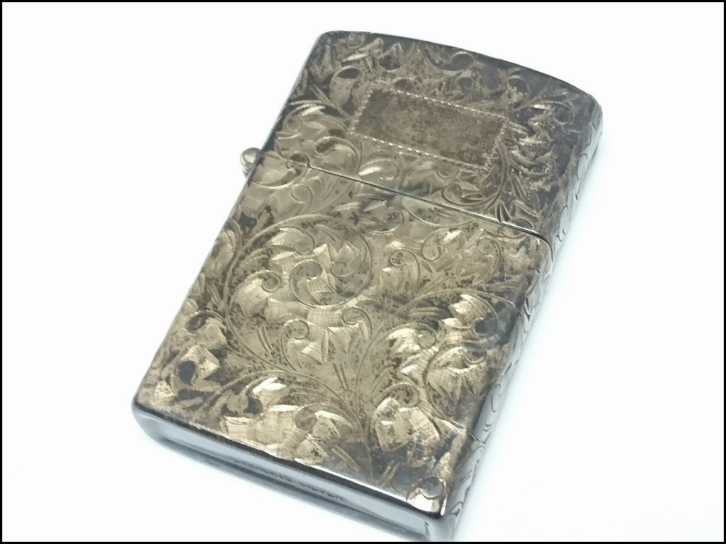 【ヴィンテージ】オイル　ライター　スターリングシルバー　925　SILVER　銀製　銀彫　唐草模様　喫煙具　　
