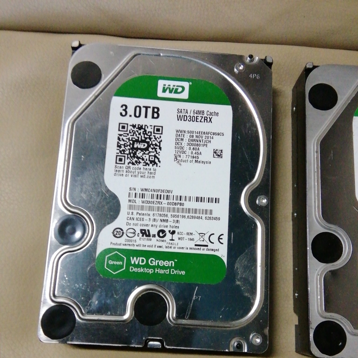 ♪3TB HDD Western Digital GREEN WD30EZRX 3.5インチ 3台セット 中古