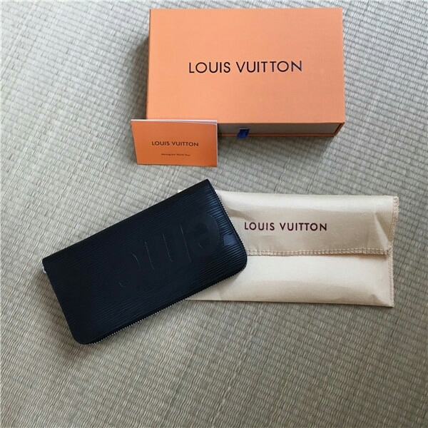 Louis 美品 Supreme LV 長財布 Black Vuitton Supreme 黒い長財布