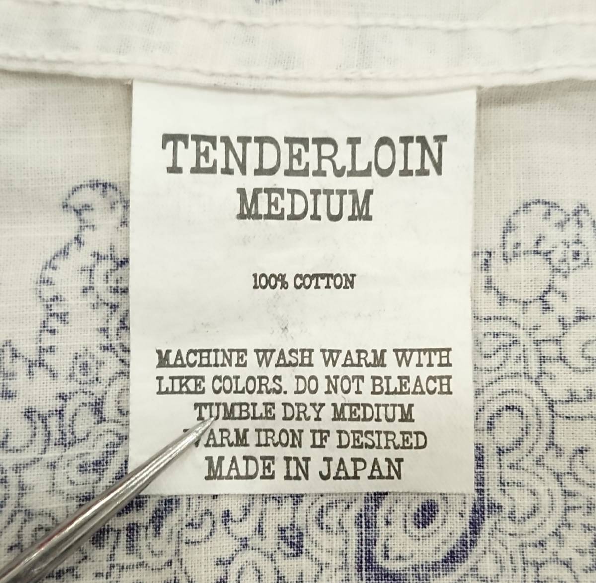 美品】TENDERLOIN T-PAISLEY SHT L/S サイズM ネイビー ペイズリー 
