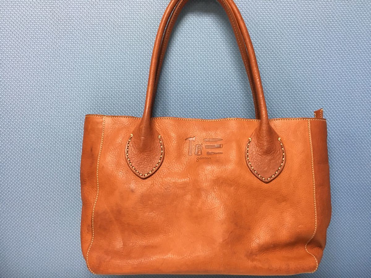 genten ゲンテン トートバッグ レザー キャメル ブラウン 1スタ ,ご覧 
