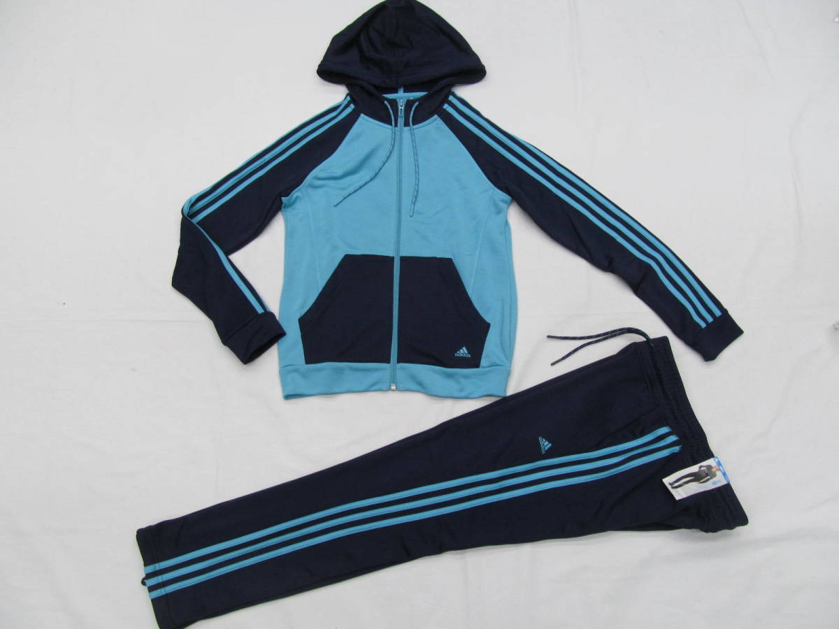 385　adidas アディダス　レディース ジャージ上下セット　青紺M
