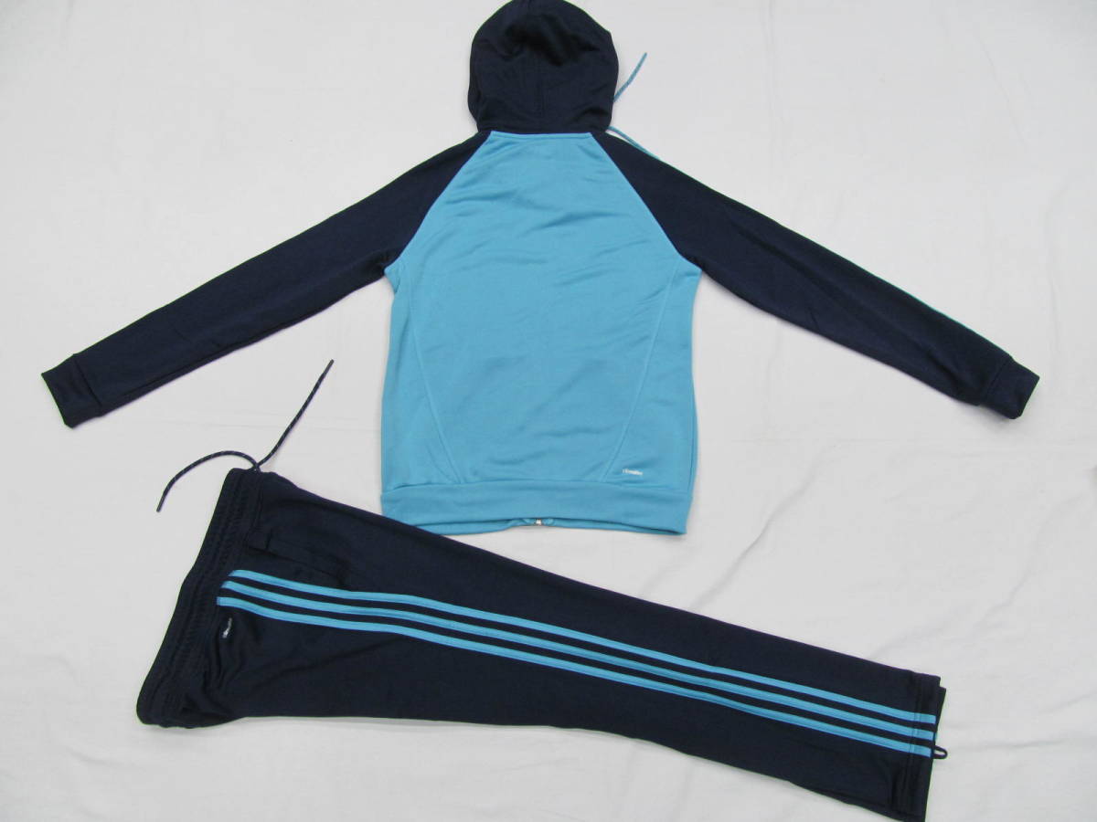 385　adidas アディダス　レディース ジャージ上下セット　青紺M
