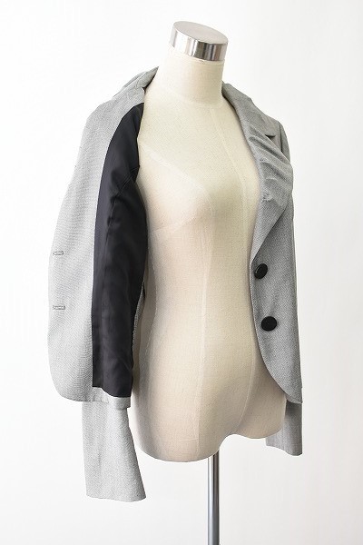 MN-0276 美品 LANVIN コレクション ウール シルク スーツ セットアップ プリーツスカート グレー 背抜き 40