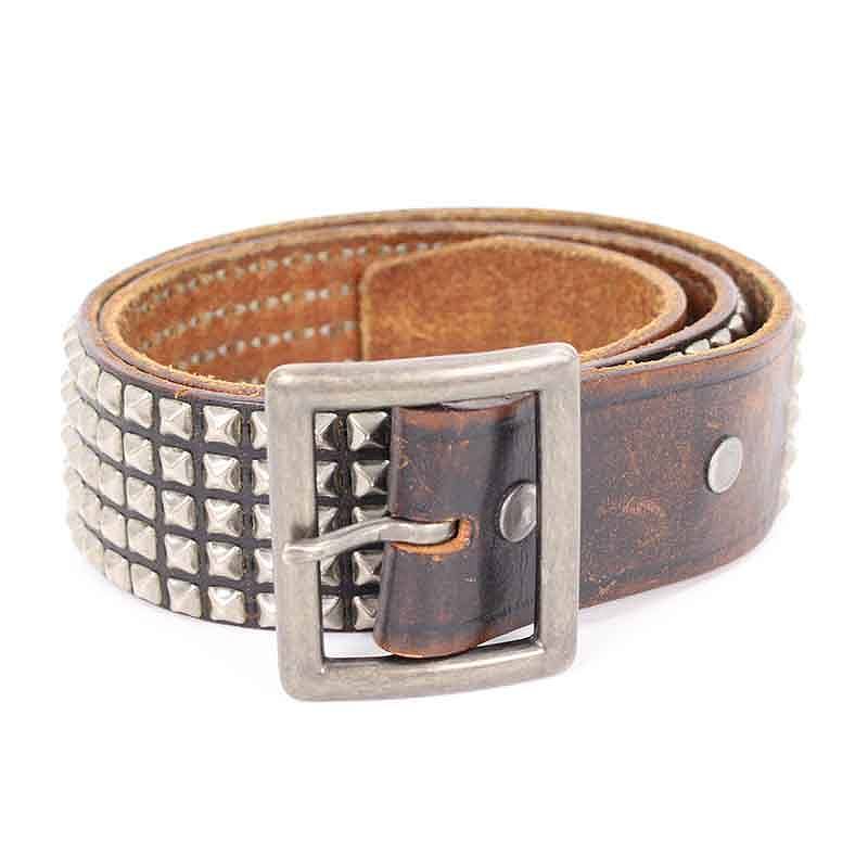 【高品質，品質保証】 619081_3 エイチティーシー HTC 5 row Pyramid Black Studs Belt スタッズ装飾レザーベルト 80 ブラウン&times;シルバー 99(その他)｜売買されたオークション情報、yahooの商品情報をアーカイブ公開 - オーク その他