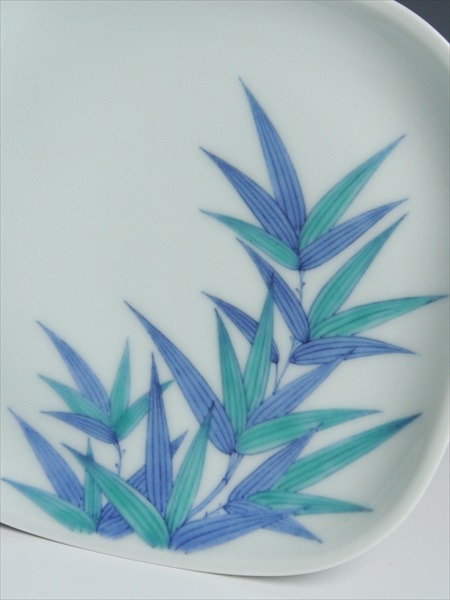 13代今泉今右衛門 染錦笹紋銘々皿 4客 700 十