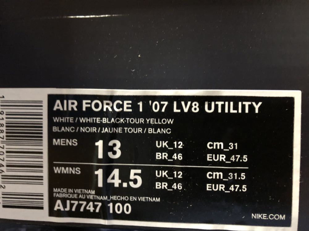 【国内正規】★31cm★NIKE AIR FORCE 1 07 LV8 UTILITY WHITE 18HO-I エアフォース1 ユーティリティー ホワイト ナイキ aj7747-100 Nike Air Force (White&frasl;Anthracite) Shoes. ID