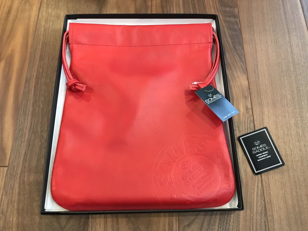 ソメスサドル SOMES SADDLE 巾着バッグ レザー 革 赤 新品 さりげなく