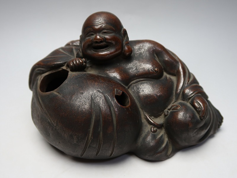 備前焼『布袋様』木村友敬 長十郎造 窯印有 【集】093010備前焼 布袋