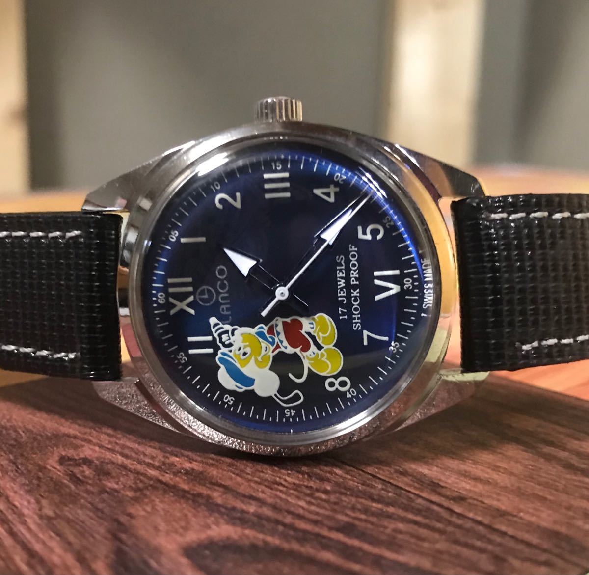 美品 希少 ランコ LANCO ミッキー マウス SWISS製 17石 機械式手巻き アンティーク 腕時計 ディズニー_5