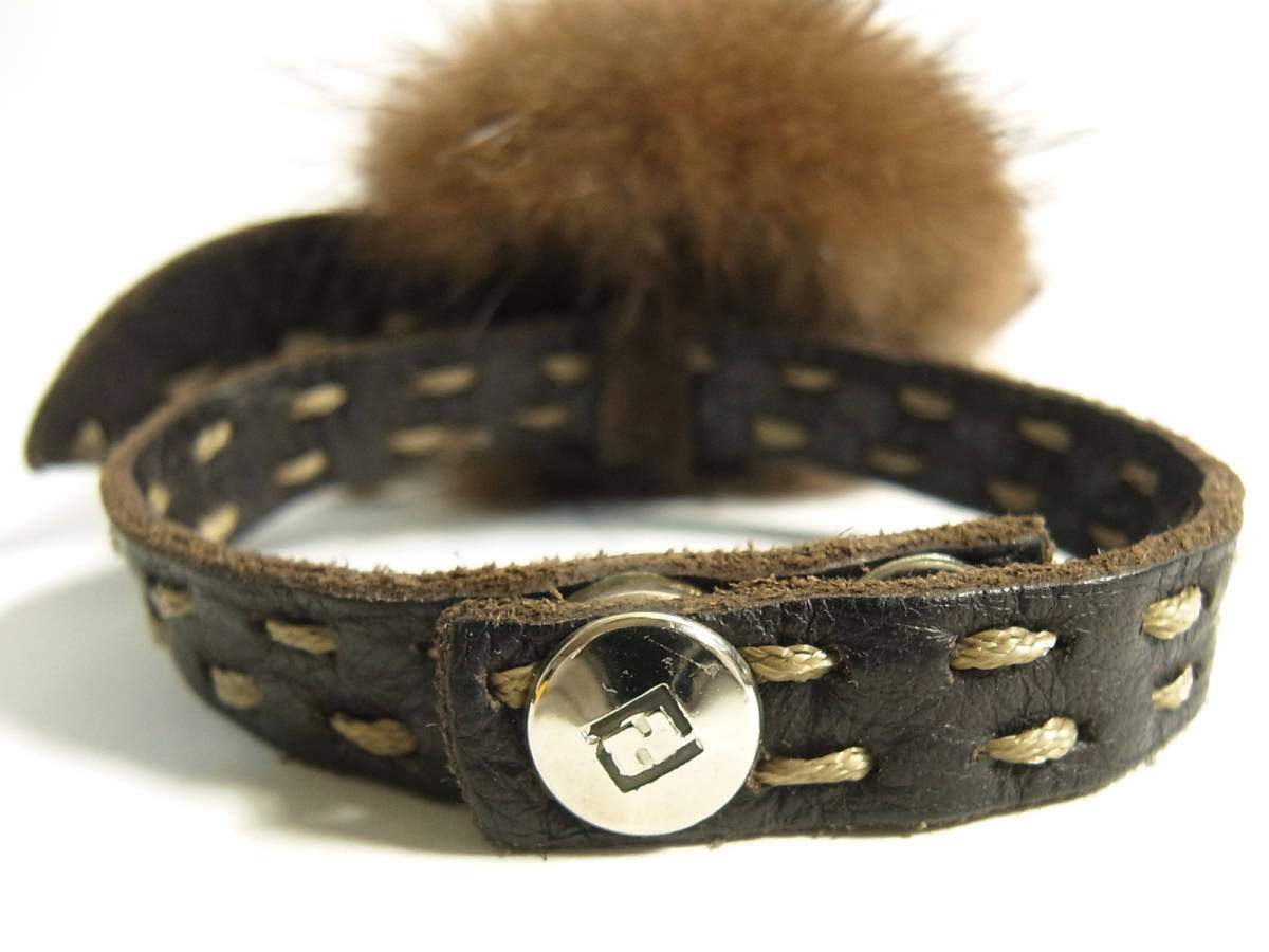 美品 FENDI フェンディ ブレスレット セレリア ラビットファー ミンク