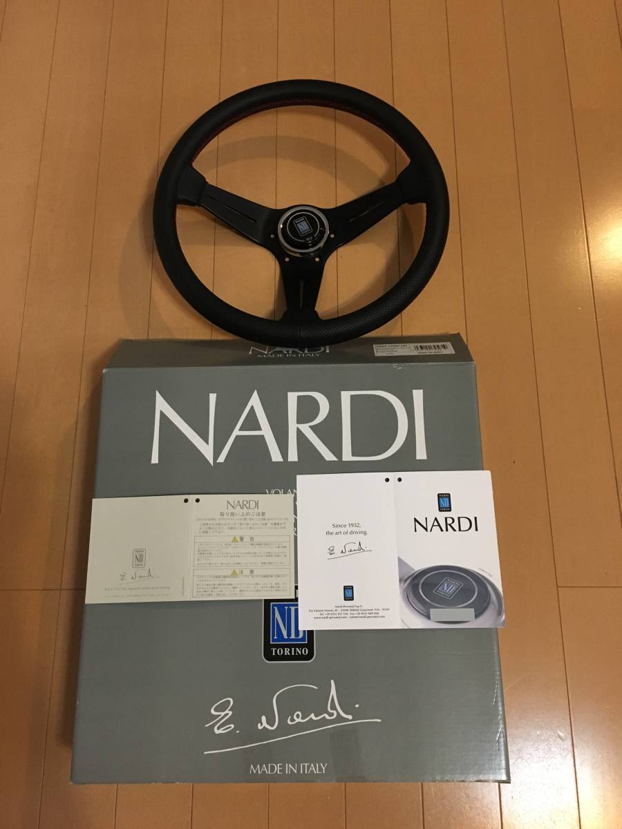 ナルディ ディープ 34パイ パンチングメッシュ レッドステッチ 正規品 中古美品