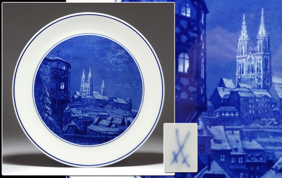 ∇花∇ドイツ【Meissen マイセン】1961年イヤーズプレート『マイセン電